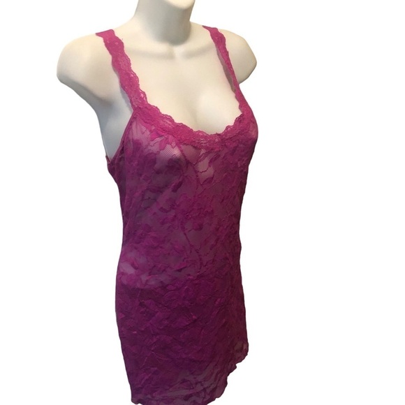 Victoria’s Secret SEXY Sheer Stretch Lace Chemise Cut~Out Back Sz. L Violet - Picture 3 of 7